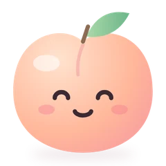 Tummi's peach mascot, smiling